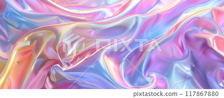 Vibrant Abstract Silk Fabric with Soft Waves 117867880