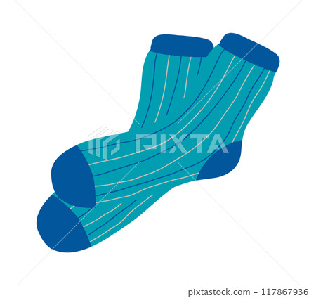 Cotton and woolen socks. Stylish clothing items. Vector knitwear trendy sock collection Cotton and woolen socks. Stylish clothing items. Vector knitwear trendy sock collection 117867936