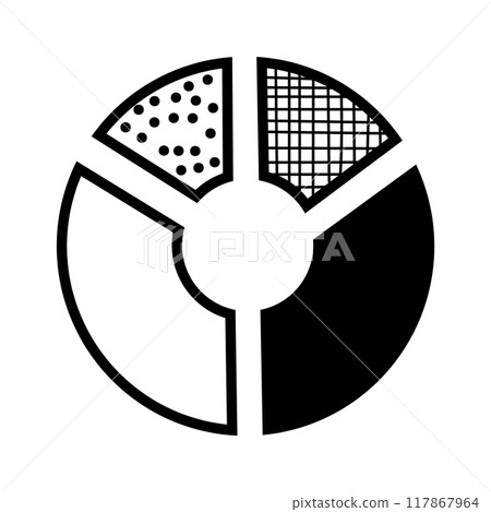 Doodle pie chart set. Hand drawn fraction graphic shape 117867964