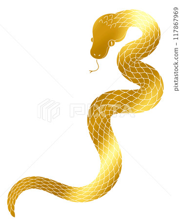 蛇年,新年賀卡素材,蛇剪影插畫_金色 蛇年,新年賀卡素材,蛇剪影插畫_金色 117867969