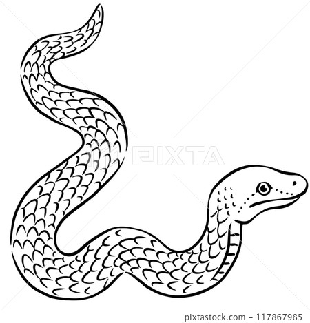 新年賀卡素材_手繪筆觸蛇插畫 117867985