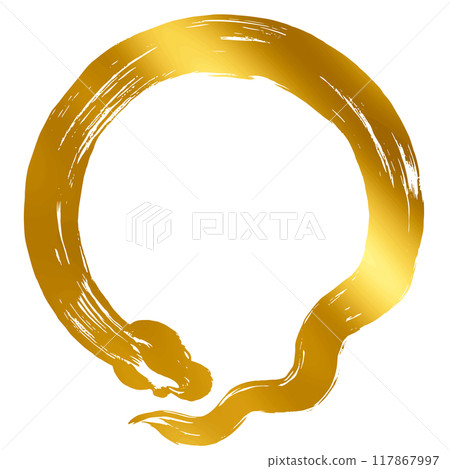 Year of the Snake, New Year's material, brush-touched snake silhouette illustration_gold Year of the Snake, New Year's material, brush-touched snake silhouette illustration_gold 117867997