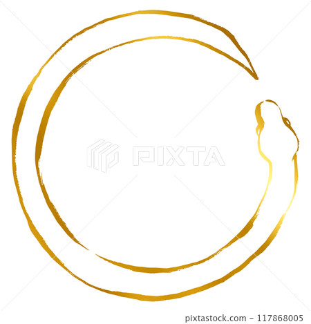 Year of the Snake, New Year's material, brush-touched snake illustration_gold 117868005