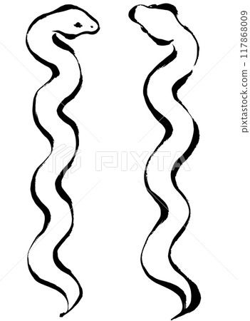Year of the snake, New Year's material, brush-drawn snake illustration Year of the snake, New Year's material, brush-drawn snake illustration 117868009