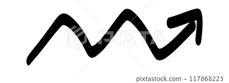 Doodle shapes. Arrows sketch elements. Vector cartoon arrow. Hand drawn icon. 117868223