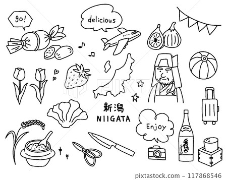 Niigata hand-drawn illustration set 117868546