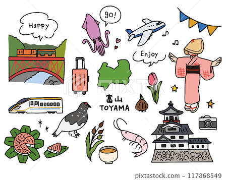 Toyama hand-drawn illustration set 117868549