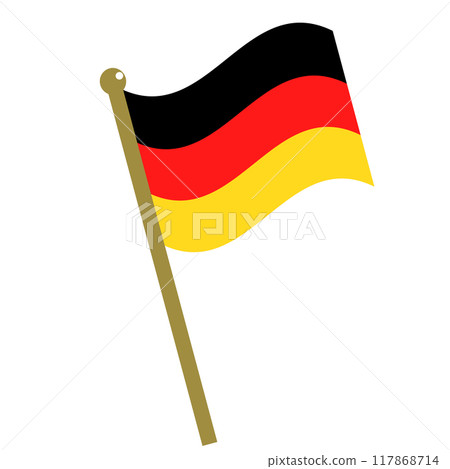 Illustration of the German flag on a pole Illustration of the German flag on a pole 117868714