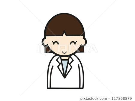 穿著白大褂的微笑的年輕女子 穿著白大褂的微笑的年輕女子 117868879