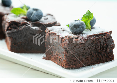 Homemade chocolate brownie photography . Top view Homemade chocolate brownie photography . Top view 117869003