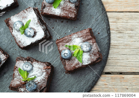 Homemade chocolate brownie photography . Top view Homemade chocolate brownie photography . Top view 117869004