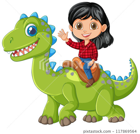 Child Riding a Friendly Dinosaur 117869564