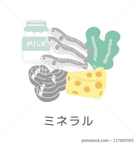 Foods containing minerals illustration set 117869565