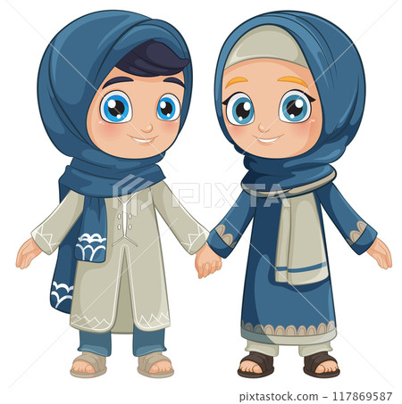 Muslim Children Holding Hands 117869587