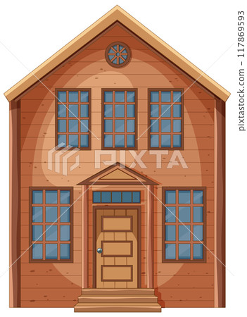 Charming Wooden House Illustration 117869593
