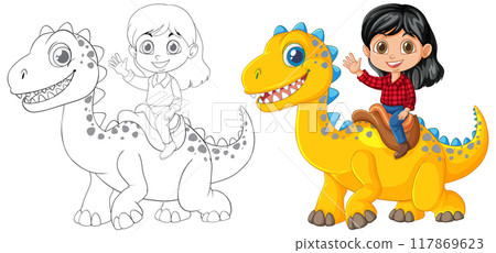 Child Riding a Friendly Dinosaur 117869623