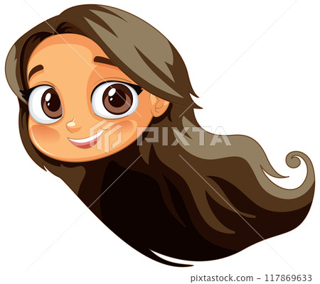 Smiling Girl with Flowing Hair 117869633