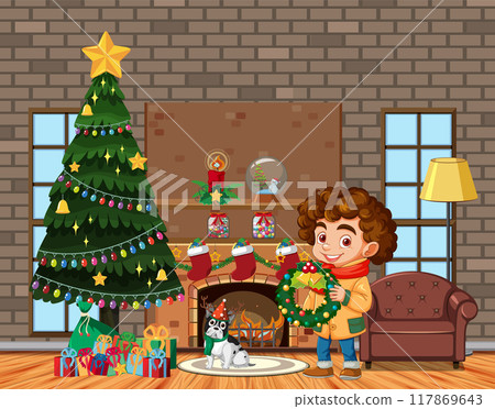 Christmas Celebration in Cozy Living Room Christmas Celebration in Cozy Living Room 117869643