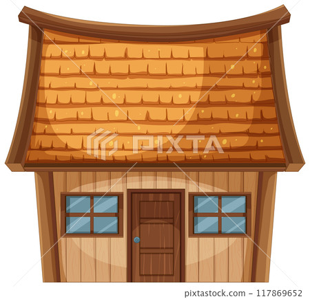 Charming Wooden House Illustration 117869652
