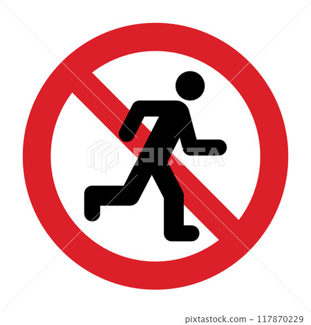 Jogger prohibited sign. No jogging allowed 117870229