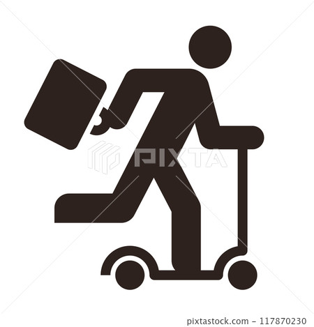 Businessman riding e-scooter icon 117870230