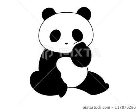 Hand-drawn illustration of a worried panda 117870280