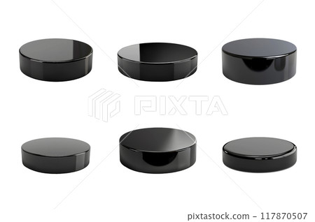 Black Pedestal Collection Bundle Set Isolated on a Transparent Background 117870507