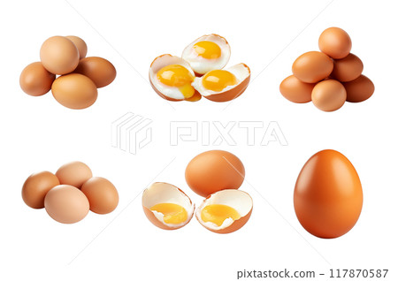 Eggs Collection Bundle Set Isolated on a Transparent Background Eggs Collection Bundle Set Isolated on a Transparent Background 117870587