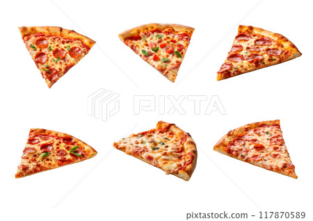 Pizza Collection Bundle Set Isolated on a Transparent Background 117870589