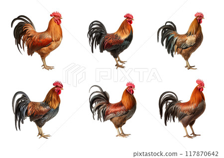 Rooster Collection Bundle Set Isolated on a Transparent Background Rooster Collection Bundle Set Isolated on a Transparent Background 117870642