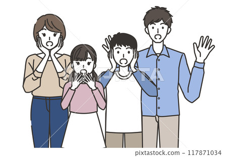 一個驚訝的家庭的插圖 117871034