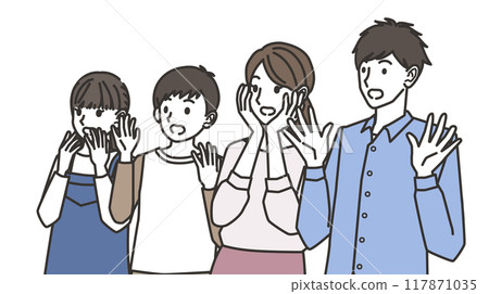 一個驚訝的家庭的插圖 一個驚訝的家庭的插圖 117871035