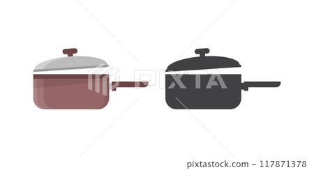 kettle with boiling water icons in set collection 117871378