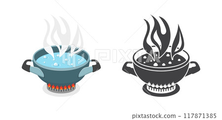 cooking pot with fire 117871385