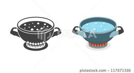 kettle with boiling water icons in set collection kettle with boiling water icons in set collection 117871386
