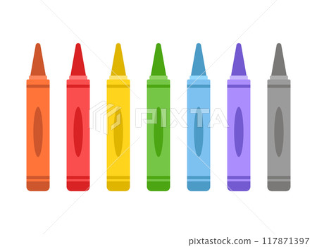 Office stationery crayon icons set in flat style. Pencil vector illustration on isolated background. Felt pen, marker sign business concept. Office stationery crayon icons set in flat style. Pencil vector illustration on isolated background. Felt pen, marker sign business concept. 117871397