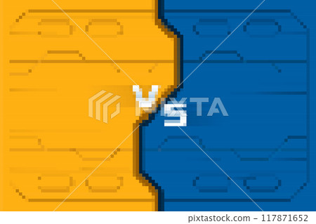 Video game competition banner. Vs background with futuristic space door. 117871652