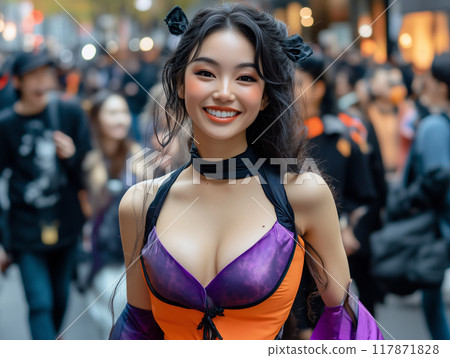 Woman in Halloween dress 117871828