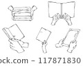 Books in Hands, Hand drawn Line Sketch Illustration Bundle 117871830