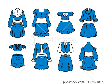 藍色偶像服裝插圖集 藍色偶像服裝插圖集 117871844