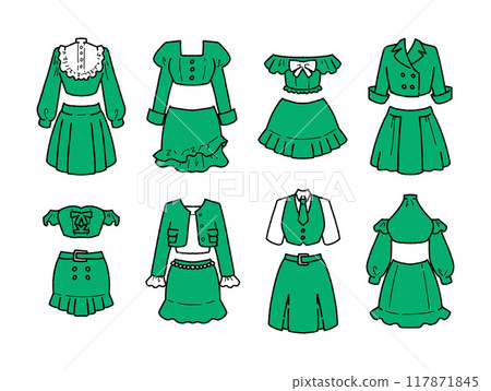 綠色偶像服裝插圖集 117871845