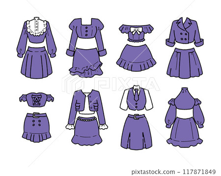 紫色偶像服裝插畫集 紫色偶像服裝插畫集 117871849