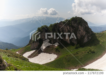 Majestic Mountain Summit With Snow-Covered Valley Majestic Mountain Summit With Snow-Covered Valley 117872199