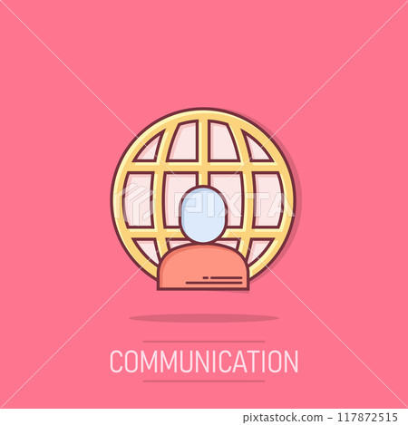 People global icon in comic style. World communication cartoon vector illustration on isolated background. Cooperation splash effect business concept. People global icon in comic style. World communication cartoon vector illustration on isolated background. Cooperation splash effect business concept. 117872515