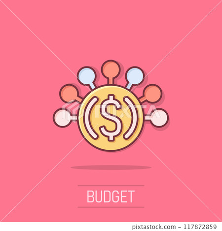 Money revenue icon in comic style. Dollar coin cartoon vector illustration on isolated background. Finance structure splash effect business concept. Money revenue icon in comic style. Dollar coin cartoon vector illustration on isolated background. Finance structure splash effect business concept. 117872859