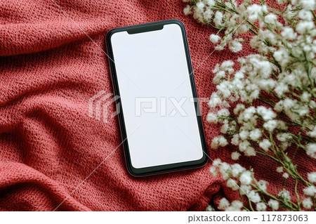 Mockup Image Of Smartphone With Blank Screen. Generative AI. 117873063