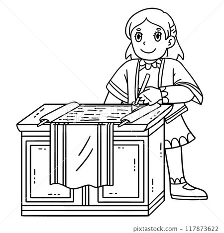 Bat Mitzvah Girl Reading the Torah Isolated  117873622