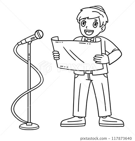 Bar Mitzvah Boy Delivering a Speech Isolated  117873640