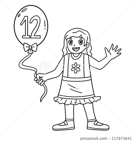 Bat Mitzvah Girl Holding Balloon 12 Isolated Bat Mitzvah Girl Holding Balloon 12 Isolated 117873641