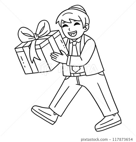 Bar Mitzvah Boy Receiving Gift Isolated Coloring Bar Mitzvah Boy Receiving Gift Isolated Coloring 117873654